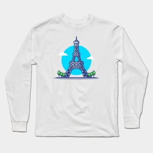 Eiffel Tower Cartoon Illustration Long Sleeve T-Shirt